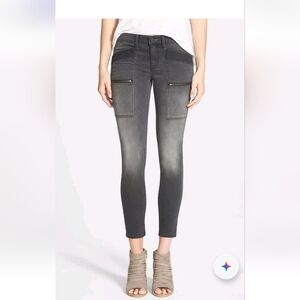 Treasures & Bond Moto Hand Sanded Charcoal Gray Stretch Skinny Ankle Jeans Sz 24